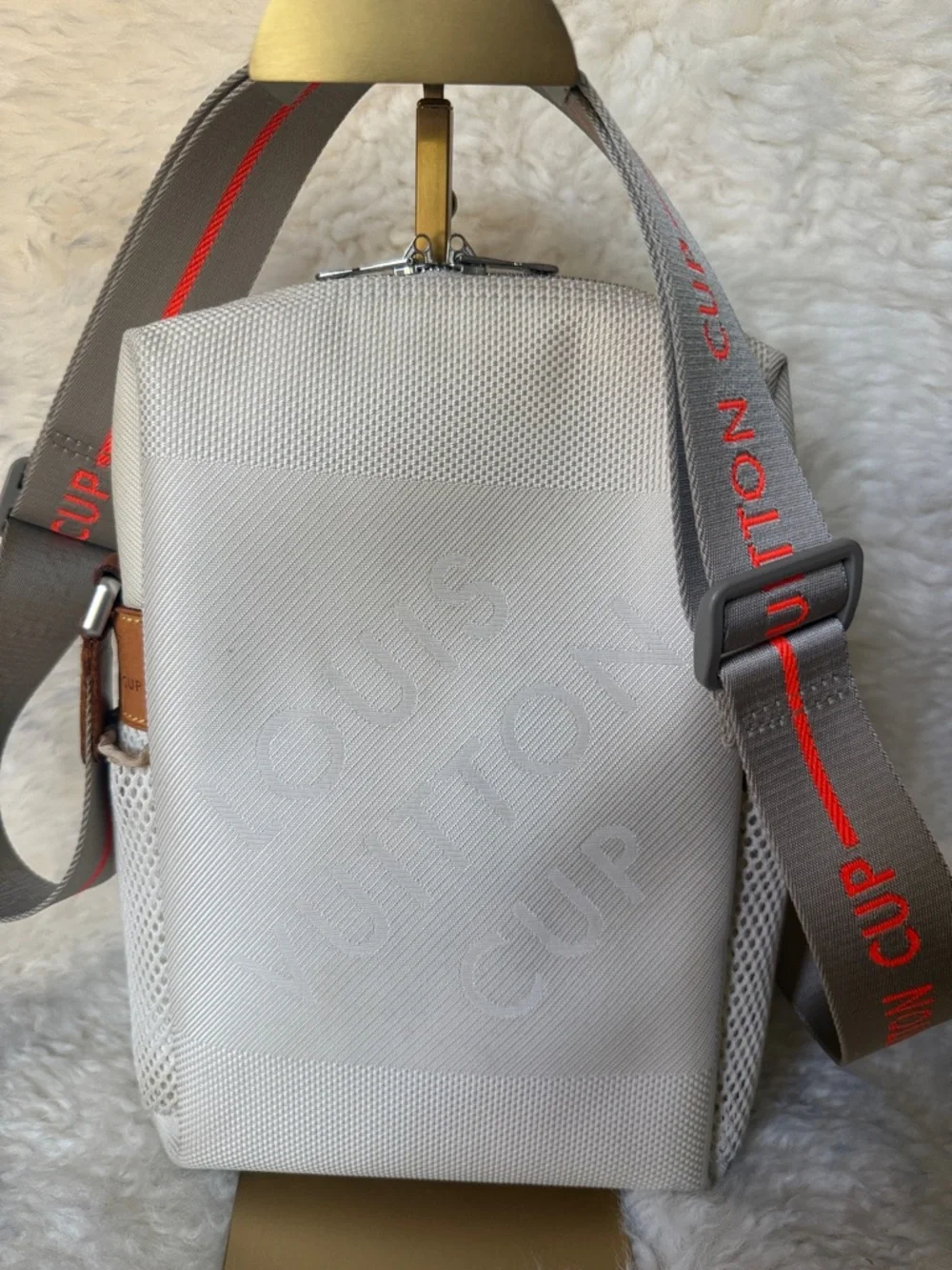 Louis Vuitton Cup Cream Sling Messenger Bag with Orange Trim Strap